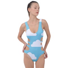 Clouds Blue Pattern Side Cut Out Swimsuit by ConteMonfrey