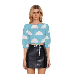 Clouds Blue Pattern Mid Sleeve Drawstring Hem Top by ConteMonfrey