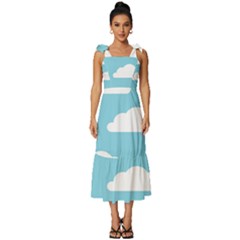 Clouds Blue Pattern Tie-strap Tiered Midi Chiffon Dress by ConteMonfrey