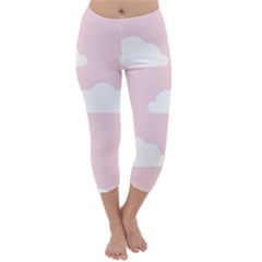 Clouds Pink Pattern Capri Winter Leggings 