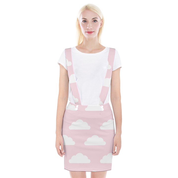 Clouds Pink Pattern Braces Suspender Skirt