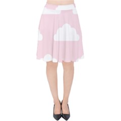 Clouds Pink Pattern Velvet High Waist Skirt by ConteMonfrey