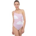 Clouds Pink Pattern Classic One Shoulder Swimsuit View1