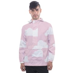 Clouds Pink Pattern Men s Front Pocket Pullover Windbreaker