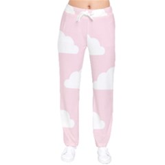 Clouds Pink Pattern Women Velvet Drawstring Pants