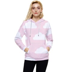 Clouds Pink Pattern Women s Lightweight Drawstring Hoodie