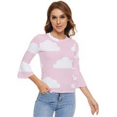 Clouds Pink Pattern Bell Sleeve Top