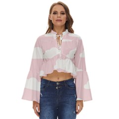 Clouds Pink Pattern Boho Long Bell Sleeve Top