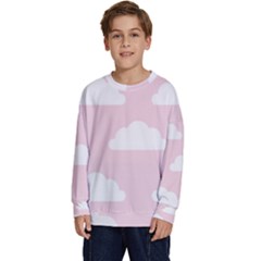 Clouds Pink Pattern Kids  Crewneck Sweatshirt