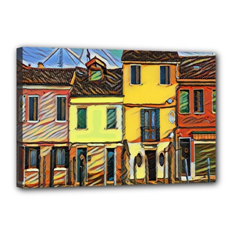 Colorful Venice Homes - Venezia, Italy Canvas 18  X 12  (stretched) by ConteMonfrey