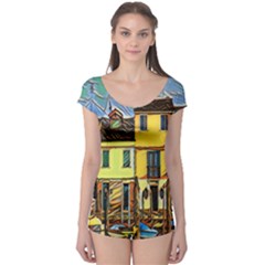 Colorful Venice Homes - Venezia, Italy Boyleg Leotard  by ConteMonfrey