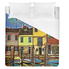 Colorful Venice Homes - Venezia, Italy Duvet Cover (queen Size) by ConteMonfrey