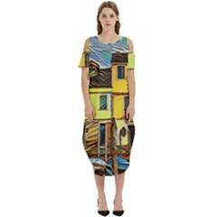 Colorful Venice Homes - Venezia, Italy Cold Shoulder Loose Fit Dress With Pockets by ConteMonfrey