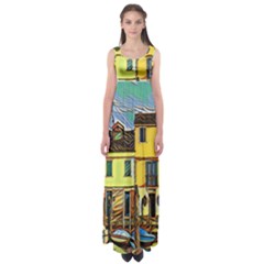 Colorful Venice Homes - Venezia, Italy Empire Waist Maxi Dress by ConteMonfrey