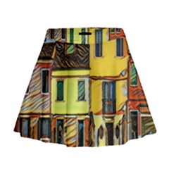 Colorful Venice Homes - Venezia, Italy Mini Flare Skirt by ConteMonfrey