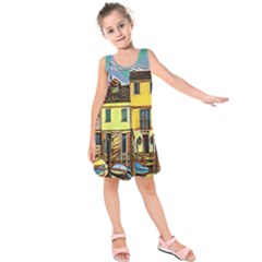 Colorful Venice Homes - Venezia, Italy Kids  Sleeveless Dress by ConteMonfrey