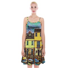 Colorful Venice Homes - Venezia, Italy Spaghetti Strap Velvet Dress