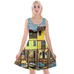 Colorful Venice Homes - Venezia, Italy Reversible Velvet Sleeveless Dress