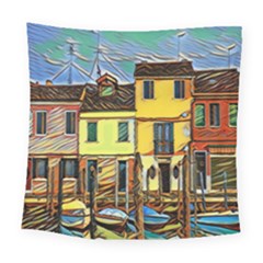 Colorful Venice Homes - Venezia, Italy Square Tapestry (large)