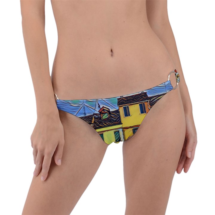 Colorful Venice Homes - Venezia, Italy Ring Detail Bikini Bottoms