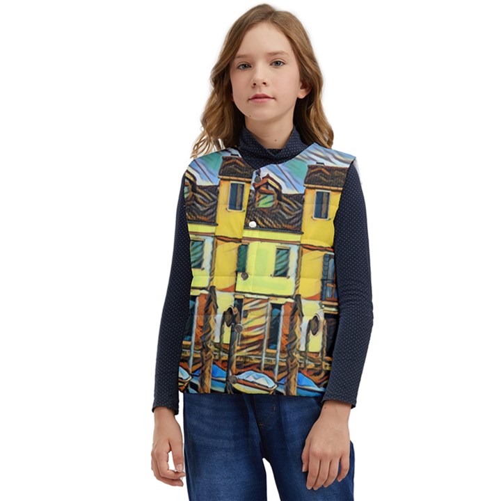 Colorful Venice Homes - Venezia, Italy Kid s Button Up Puffer Vest	