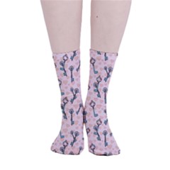 Romantic Heart Keys Smooth Crew Length Tube Socks