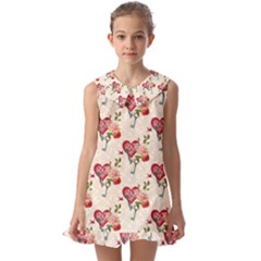 Key To The Heart Kids  Pilgrim Collar Ruffle Hem Dress by ConteMonfrey