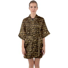 Straw Like Country Side  Half Sleeve Satin Kimono  by ConteMonfrey