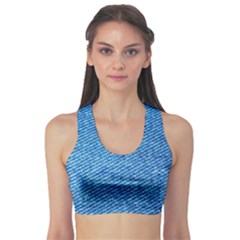 Blue Denim Jeans Like Fitness Sports Bra by ConteMonfrey