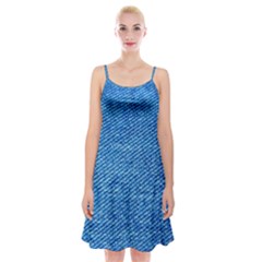 Blue Denim Jeans Like Spaghetti Strap Velvet Dress