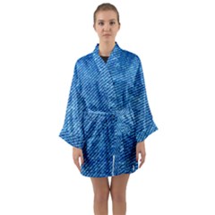 Blue Denim Jeans Like Long Sleeve Satin Kimono by ConteMonfrey