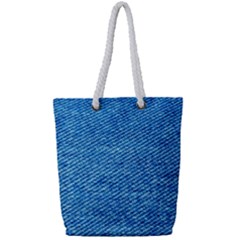 Blue Denim Jeans Like Full Print Rope Handle Tote (small) by ConteMonfrey