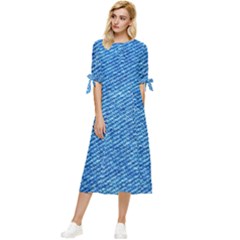 Blue Denim Jeans Like Bow Sleeve Chiffon Midi Dress by ConteMonfrey