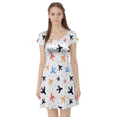 Cute airplanes planes Short Sleeve Skater Dress