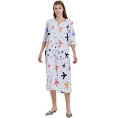 Cute airplanes planes Women s Cotton 3/4 Sleeve Nightgown