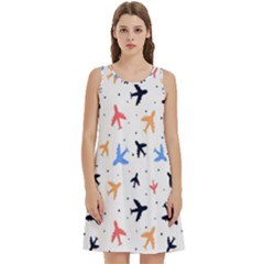 Cute airplanes planes Round Neck Sleeve Casual Dress With Pockets