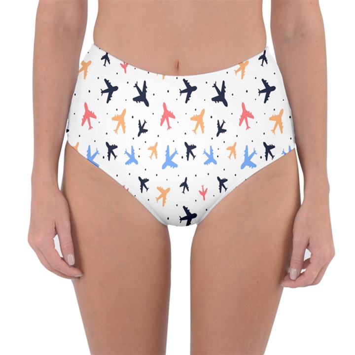 Cute airplanes planes Reversible High-Waist Bikini Bottoms