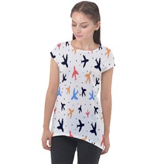 Cute airplanes planes Cap Sleeve High Low Top