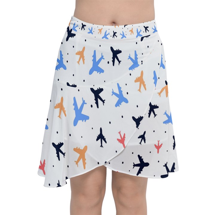 Cute airplanes planes Chiffon Wrap Front Skirt