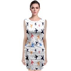 Cute Airplanes Planes Sleeveless Velvet Midi Dress