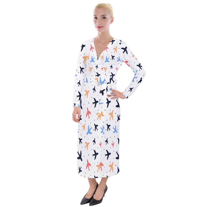 Cute airplanes planes Velvet Maxi Wrap Dress