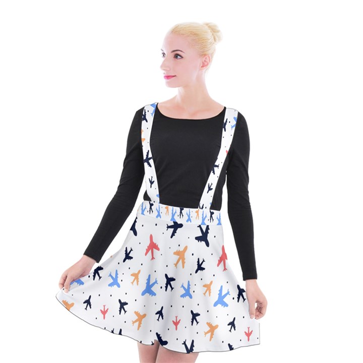 Cute airplanes planes Suspender Skater Skirt