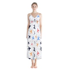 Cute airplanes planes Button Up Chiffon Maxi Dress