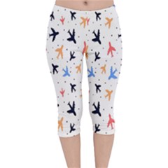 Cute airplanes planes Velvet Capri Leggings 