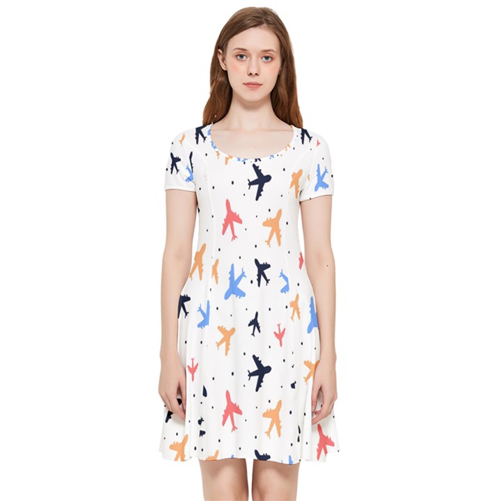 Cute airplanes planes Inside Out Cap Sleeve Dress