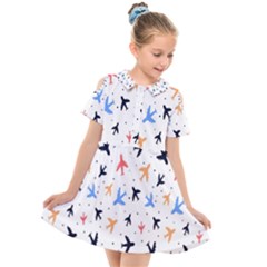 Cute airplanes planes Kids  Short Sleeve Shirt Dress