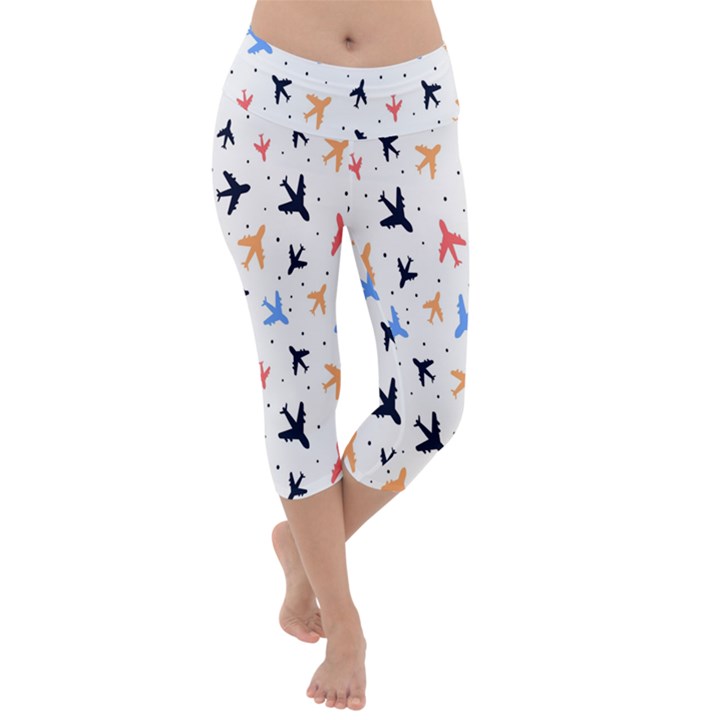 Cute airplanes planes Lightweight Velour Capri Yoga Leggings