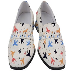 Cute airplanes planes Women s Chunky Heel Loafers