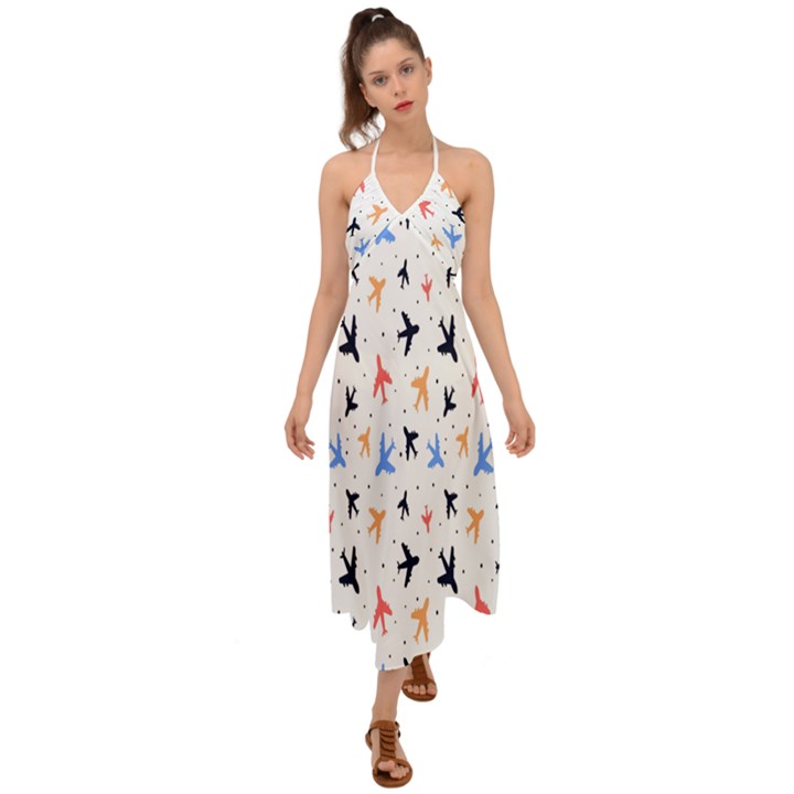 Cute airplanes planes Halter Tie Back Dress 