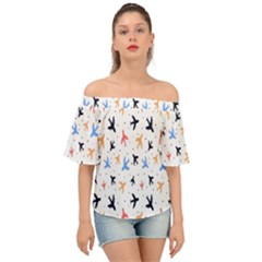 Cute airplanes planes Off Shoulder Short Sleeve Top